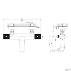 Badmengkraan Thermostatisch Wiesbaden Ribbd Hartafstand 15 Cm Mat Zwart -Baden Luxe Verkoop badmengkraan thermostatisch hartafstand 15 cm tech 1