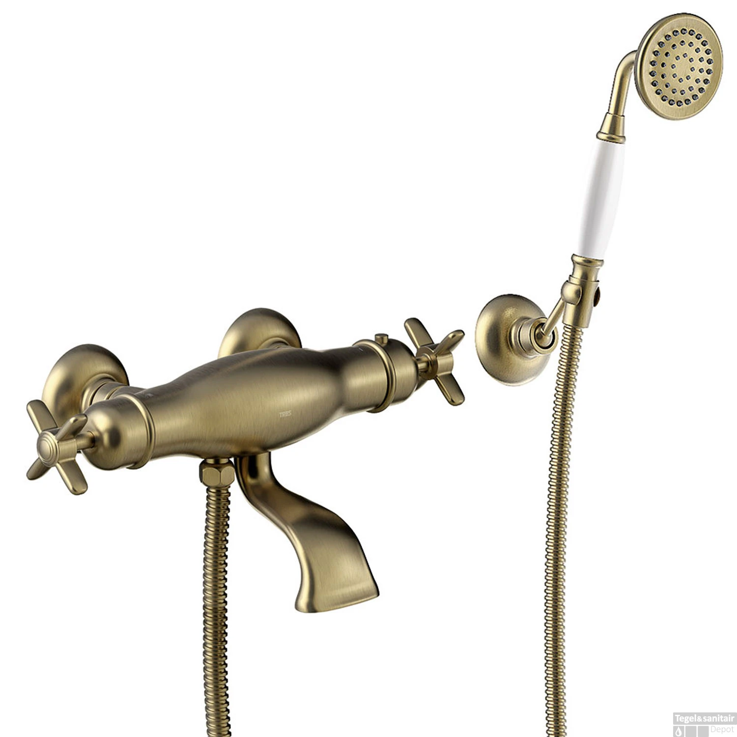 Badmengkraan Tres Clasic Opbouw Incl Handdouche Verouderd Messing 1 Badmengkraan Tres Clasic Opbouw Incl Handdouche Verouderd Messing