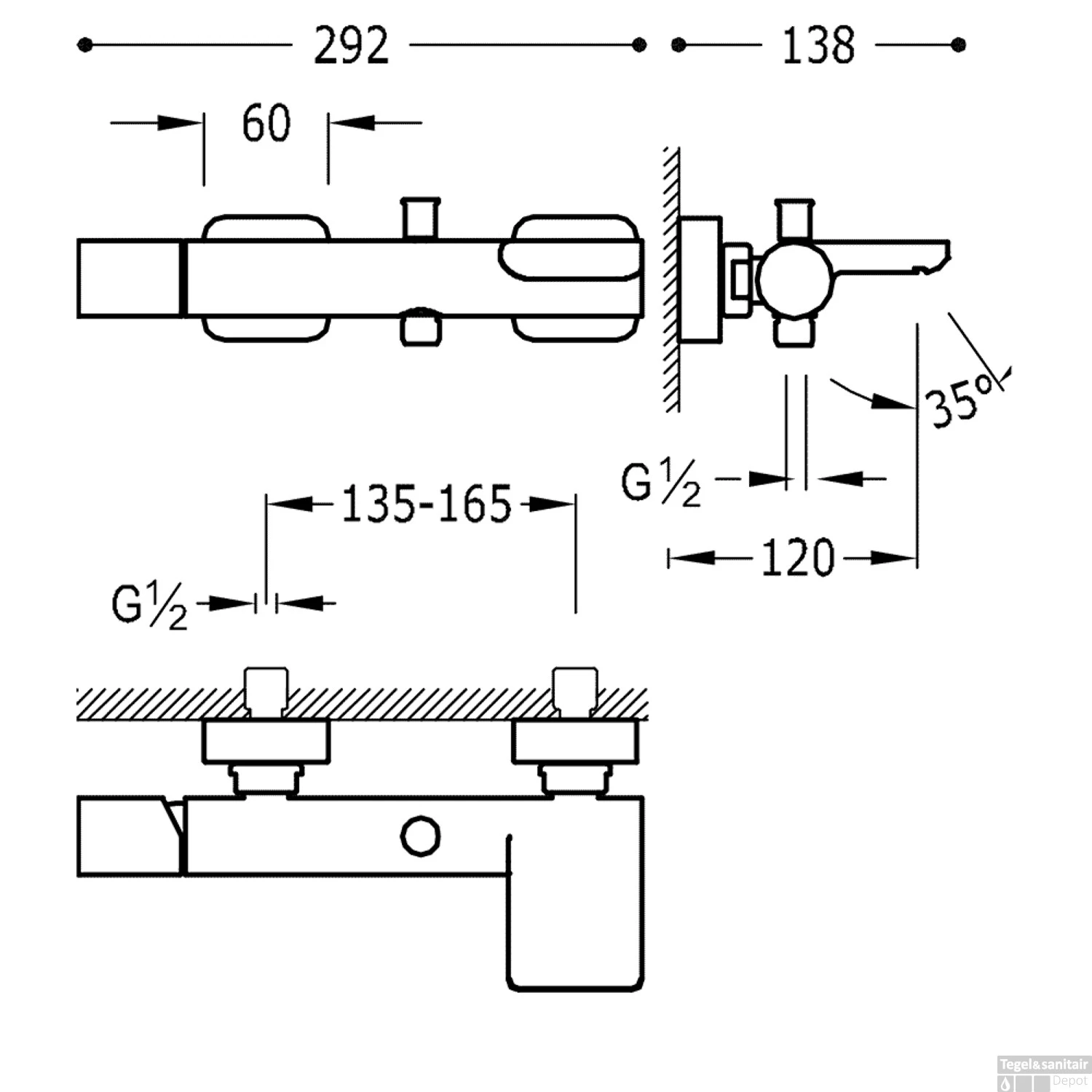 Badmengkraan Tres Loft Colors Waterval Met Handdouche 29,2x13,8 Cm Rond Mat Wit - Afbeelding 2