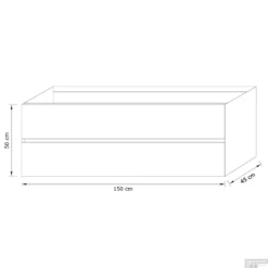 Badkamermeubel Solid Surface BWS Stockholm 150x45 Cm Mat Zwart Urban Midden (1 Kraangat) -Baden Luxe Verkoop badmeubel bws 150 cm 2 lades tech 6