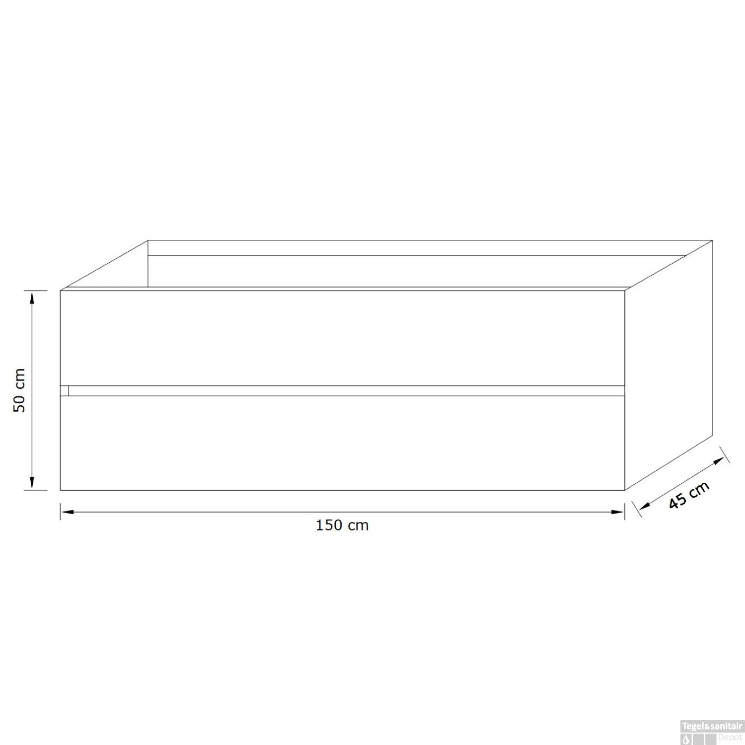 Badkamermeubel Solid Surface BWS Stockholm 150x45 Cm Mat Zwart Urban Dubbel (2 Kraangaten) 5 Badkamermeubel Solid Surface BWS Stockholm 150x45 Cm Mat Zwart Urban Dubbel (2 Kraangaten) - Afbeelding 5