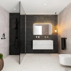 Badkamermeubel BWS Madrid Carrara Mat 120 Cm Solid Surface Wastafel Dubbel (0 Kraangaten, 2 Lades)