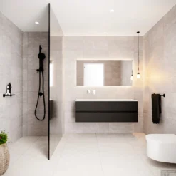 Badkamermeubel Solid Surface BWS Stockholm 150x45 Cm Mat Zwart Urban Links (0 Kraangaten) 8 Badkamermeubel Solid Surface BWS Stockholm 150x45 Cm Mat Zwart Urban Links (0 Kraangaten) -Baden Luxe Verkoop badmeubel bws stockholm mat zwart 150 2lds 0krg links sfeer