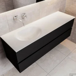 Baden Luxe Verkoop 4 Badkamermeubel Solid Surface BWS Stockholm 150x45 Cm Mat Zwart Urban Links (0 Kraangaten)