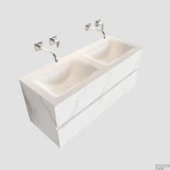 Badkamermeubel BWS Valencia Carrara Mat 120 Cm Solid Surface Wastafel Dubbel (0 Kraangaten, 2 Lades) -Baden Luxe Verkoop badmeubel bws valencia 120 keramiek dubbel 0krg shop