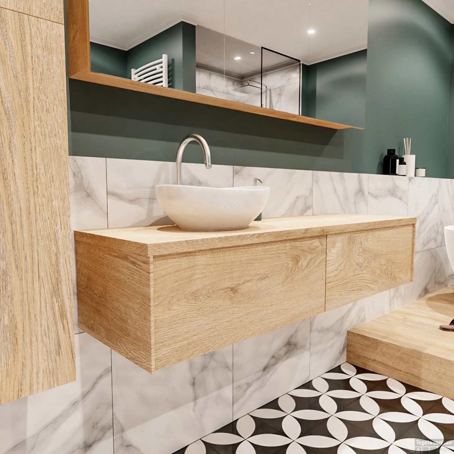 Badkamermeubel BWS Madrid Washed Oak 150 Cm Met Topblad En Keramische Waskom Links (2 Lades, 1 Kraangat) 2 Badkamermeubel BWS Madrid Washed Oak 150 Cm Met Topblad En Keramische Waskom Links (2 Lades, 1 Kraangat) - Afbeelding 2