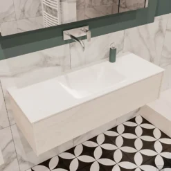 Badkamermeubel BWS Madrid Wit 120x45x30 Cm Mat Witte Solid Surface Wastafel (0 Kraangaten) -Baden Luxe Verkoop badmeubel bws wit 120 cm 1ld 0krg detail1