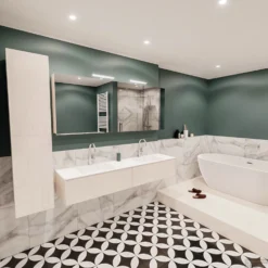 Badkamermeubel BWS Madrid Wit 180x45x30 Cm Mat Witte Solid Surface Wastafel Dubbel (2 Lades, 2 Kraangaten) 8 Badkamermeubel BWS Madrid Wit 180x45x30 Cm Mat Witte Solid Surface Wastafel Dubbel (2 Lades, 2 Kraangaten) -Baden Luxe Verkoop badmeubel bws wit 180 cm dubbel 2ld 2krg detail2