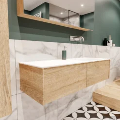 Baden Luxe Verkoop -Baden Luxe Verkoop badmeubel washed oak 120 cm rechts 2ld 0krg detail