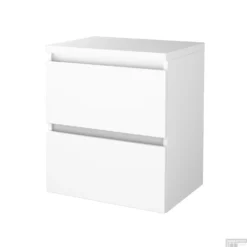 Badmeubelset BWS Salt 60x46cm Greeploos 2 Lades Met Afdekplaat Ice White