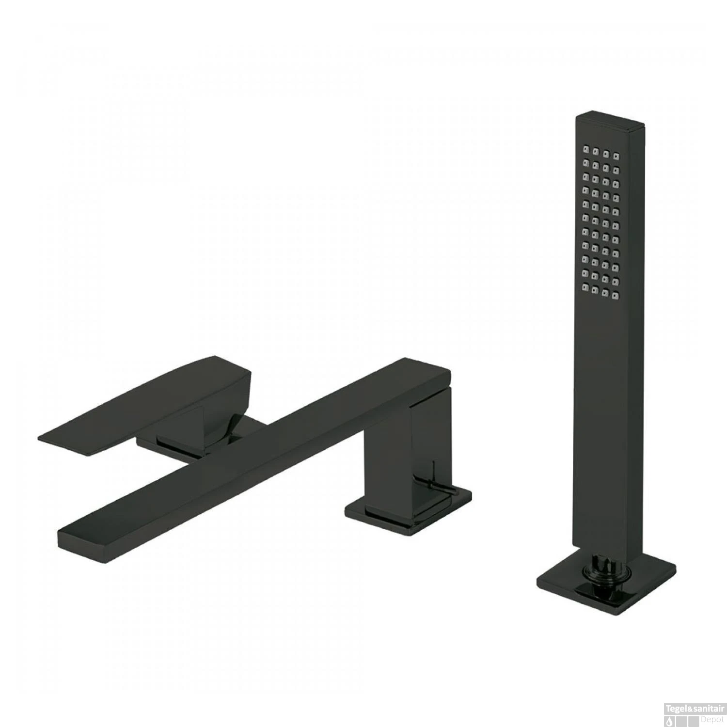 Badrand Mengkraan Tres Slim Met Handdouche 22x6.2 Cm Vierkant Mat Zwart