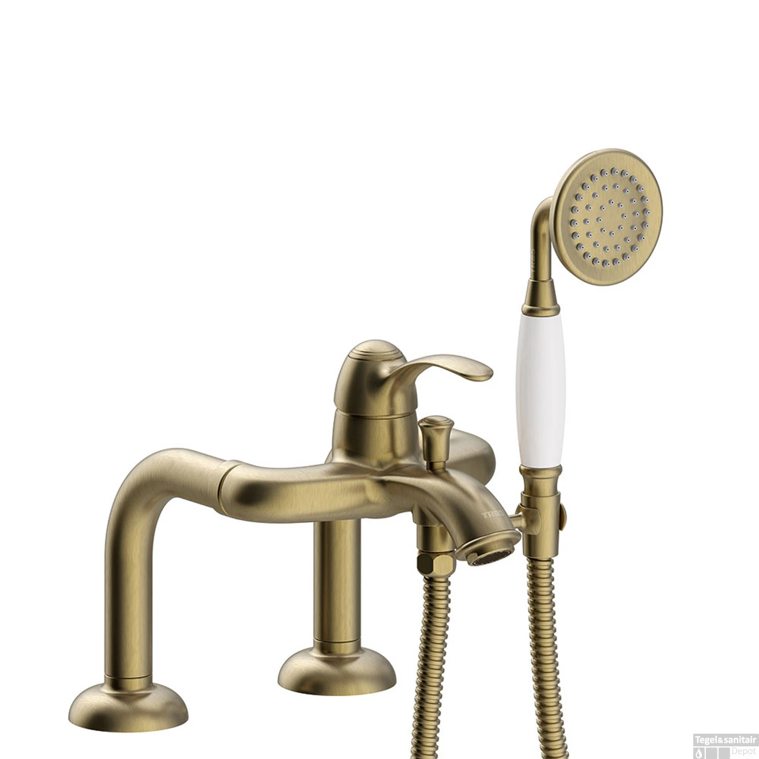 Badrandkraan Tres Clasic Mengkraan Opbouw Incl. Handdouche Verouderd Messing