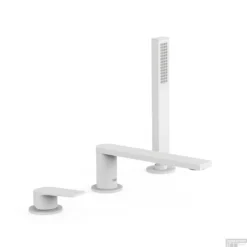 Badrandkraan Tres Project 1-Hendel Rechte Uitloop 18 Cm Met Omstel En Handdouche Mat Wit