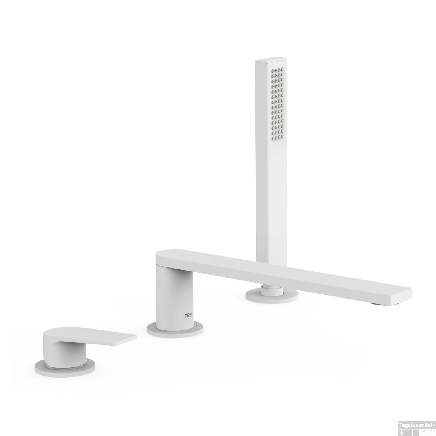 Badrandkraan Tres Project 1-Hendel Rechte Uitloop 23 Cm Met Omstel En Handdouche RVS