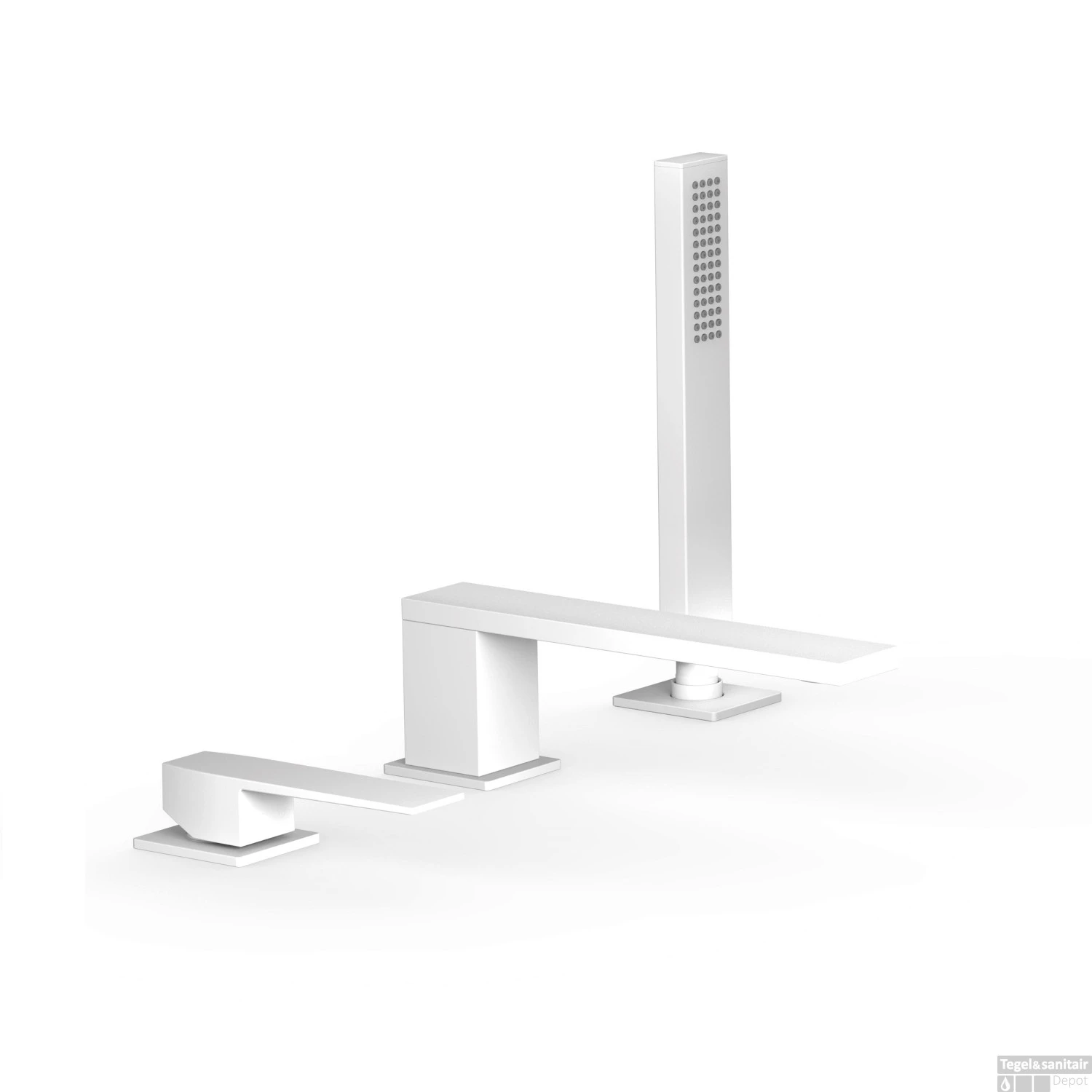 Badrandkraan Tres Slim Exclusive Met Handdoucheset Rechte Uitloop 18 Cm Mat Wit