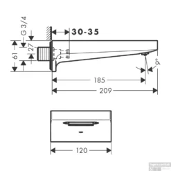 Baduitloop Metropol HansGrohe Watervalstraal 18.5 Cm Chroom -Baden Luxe Verkoop baduitloop metropol hansgrohe watervalstraal 18.5 cm tech