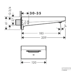 Baduitloop Metropol HansGrohe Watervalstraal 18.5 Cm Geborsteld Brons -Baden Luxe Verkoop baduitloop metropol hansgrohe watervalstraal 18.5 cm tech 1
