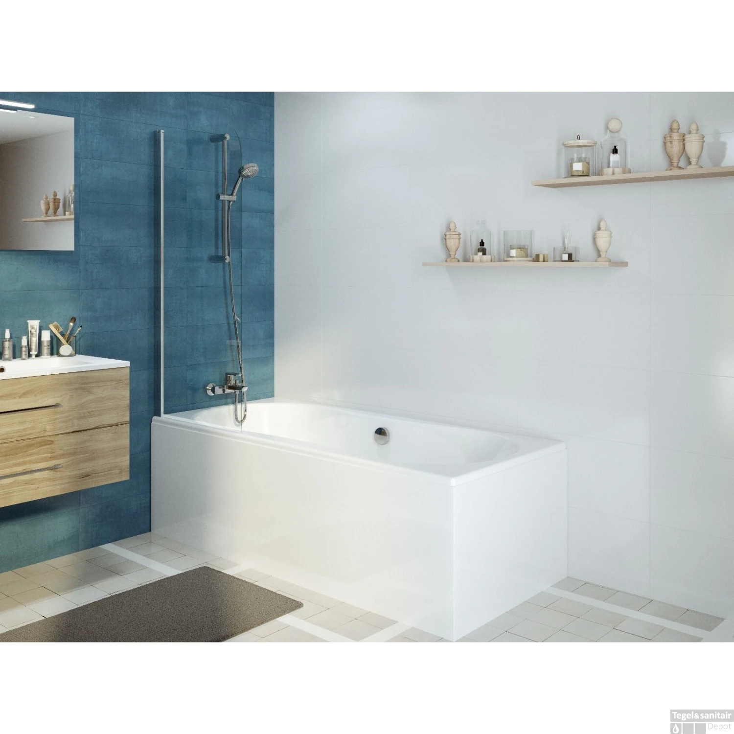 Badwand Allibert Kordo 66-68x140 Cm Chroom 2 Badwand Allibert Kordo 66-68x140 Cm Chroom - Afbeelding 2