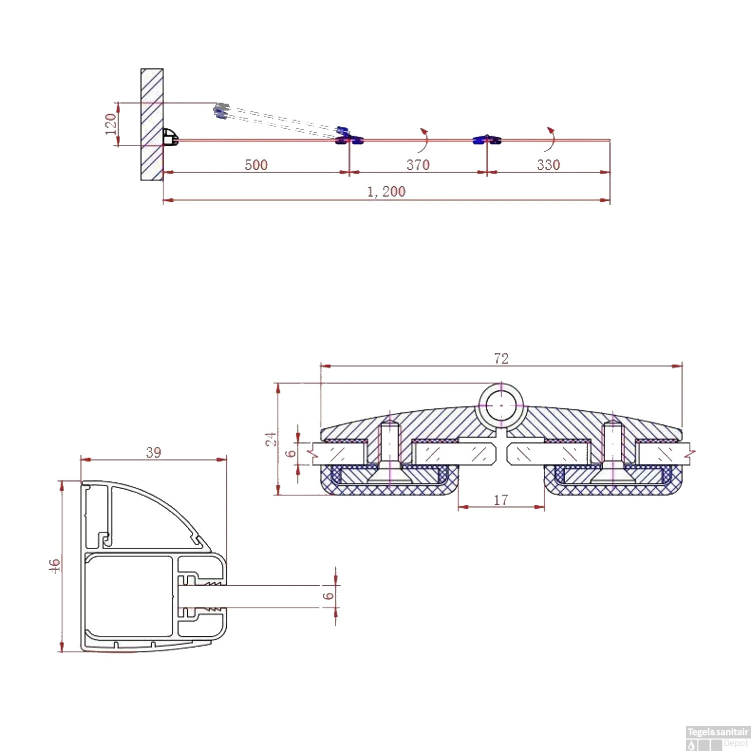 Badwand Boss & Wessing Bibi Recht 120x140cm Scharnierend 3-delig Omkeerbaar 6mm 3 Badwand Boss & Wessing Bibi Recht 120x140cm Scharnierend 3-delig Omkeerbaar 6mm - Afbeelding 3
