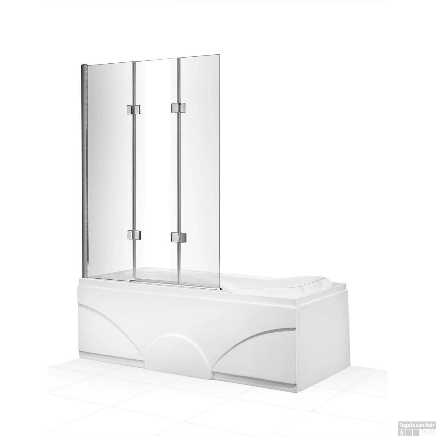 Badwand Boss & Wessing Bibi Recht 120x140cm Scharnierend 3-delig Omkeerbaar 6mm 2 Badwand Boss & Wessing Bibi Recht 120x140cm Scharnierend 3-delig Omkeerbaar 6mm - Afbeelding 2