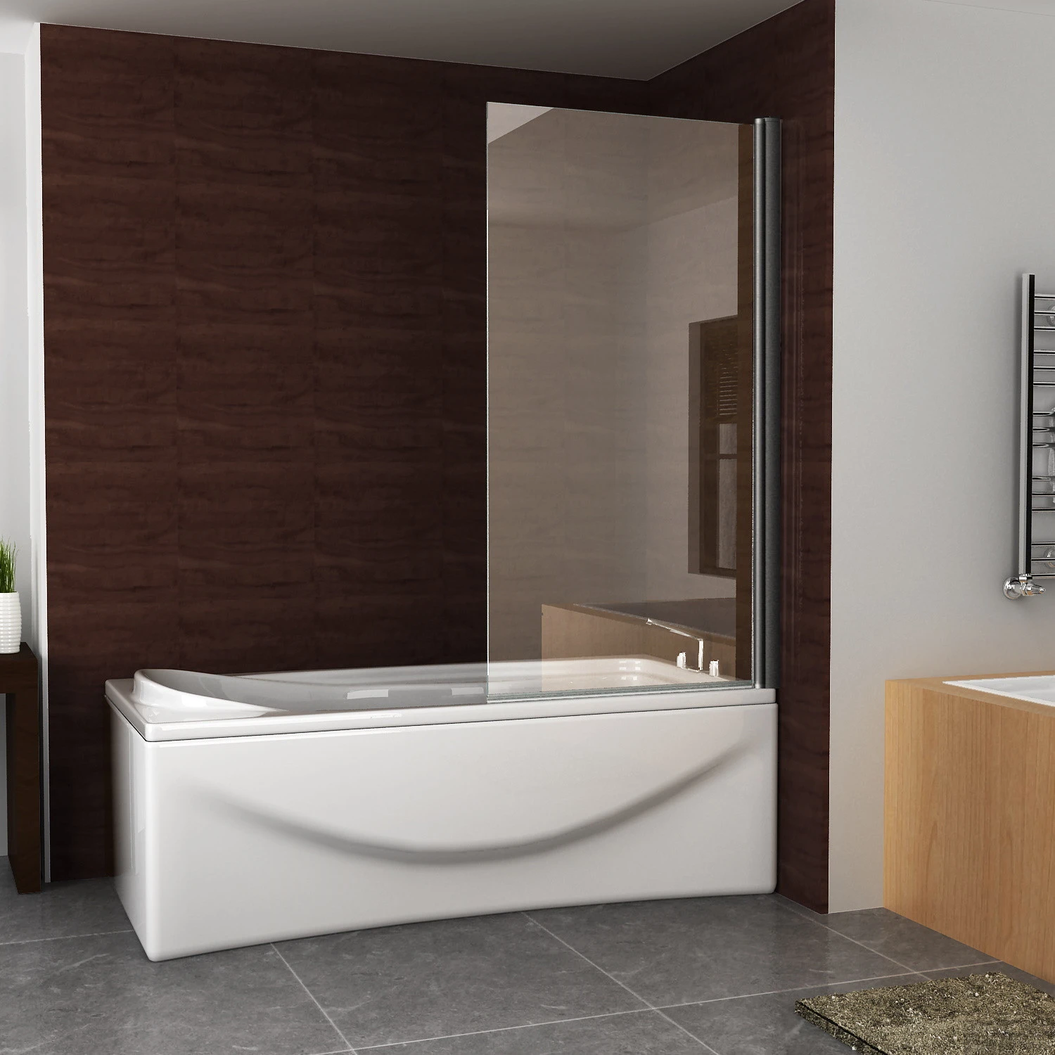 Badwand BWS Draaibaar 80x150 Cm 6 Mm NANO Veiligheidsglas Muurprofiel Mat Zwart 1 Badwand BWS Draaibaar 80x150 Cm 6 Mm NANO Veiligheidsglas Muurprofiel Mat Zwart