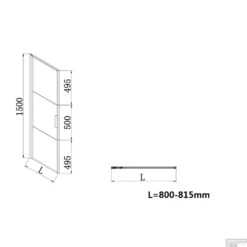 Badwand Frame 80x150 Cm 8 Mm NANO Glas Mat Zwart Raster -Baden Luxe Verkoop badwand frame 80x200 cm 8 mm nano glas mat zwart raster tech