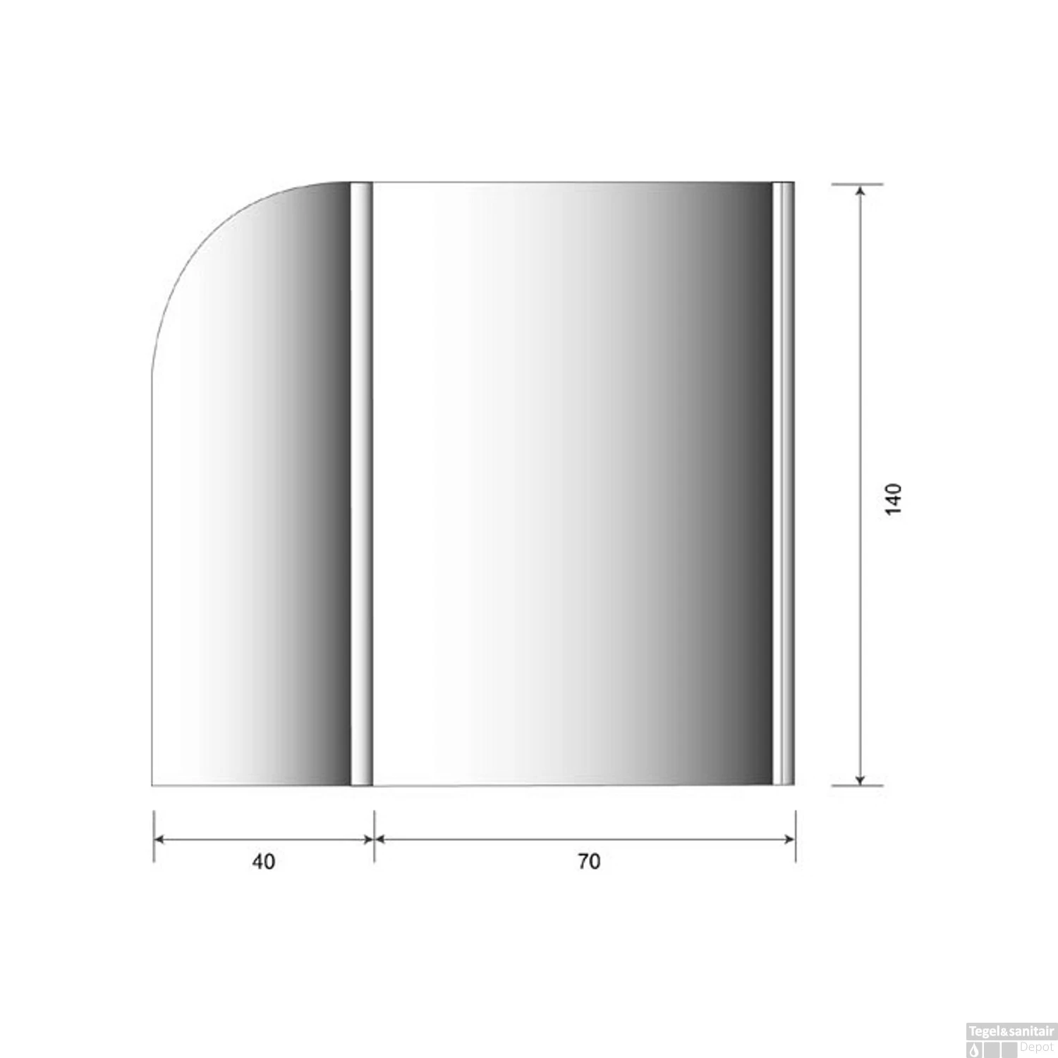 Badwand Royal 6 Mm Glas 70/40x140 Cm Chroom 3 Badwand Royal 6 Mm Glas 70/40x140 Cm Chroom - Afbeelding 3
