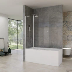 Badwand Van Rijn ST02 Klapwand + Vaste Wand 120x150 Cm Helder Glas 6 Mm Chroom