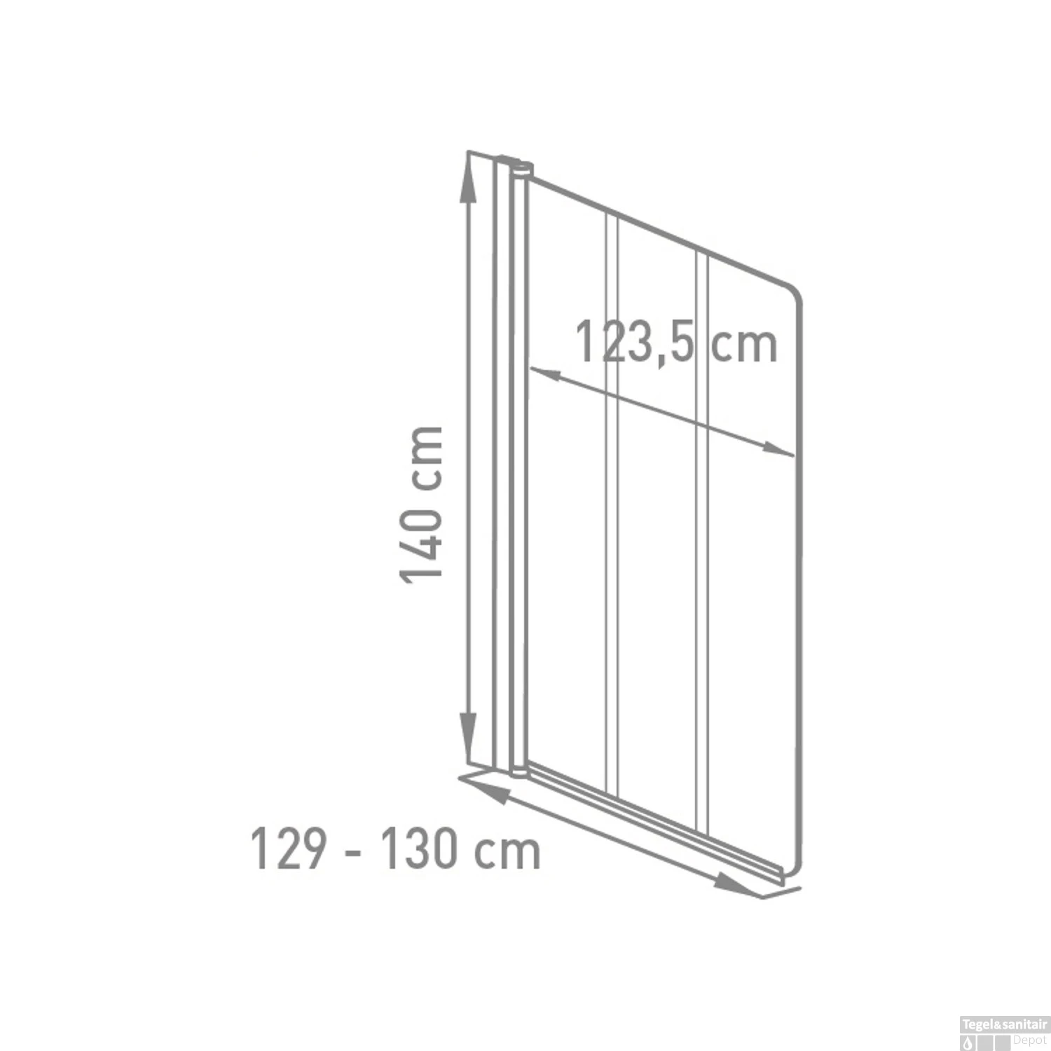 Badwand VM Go Balos Deco 3-delig 130x140cm Scharnierend Chroom Profiel 5mm Veiligheidsglas 2 Badwand VM Go Balos Deco 3-delig 130x140cm Scharnierend Chroom Profiel 5mm Veiligheidsglas - Afbeelding 2