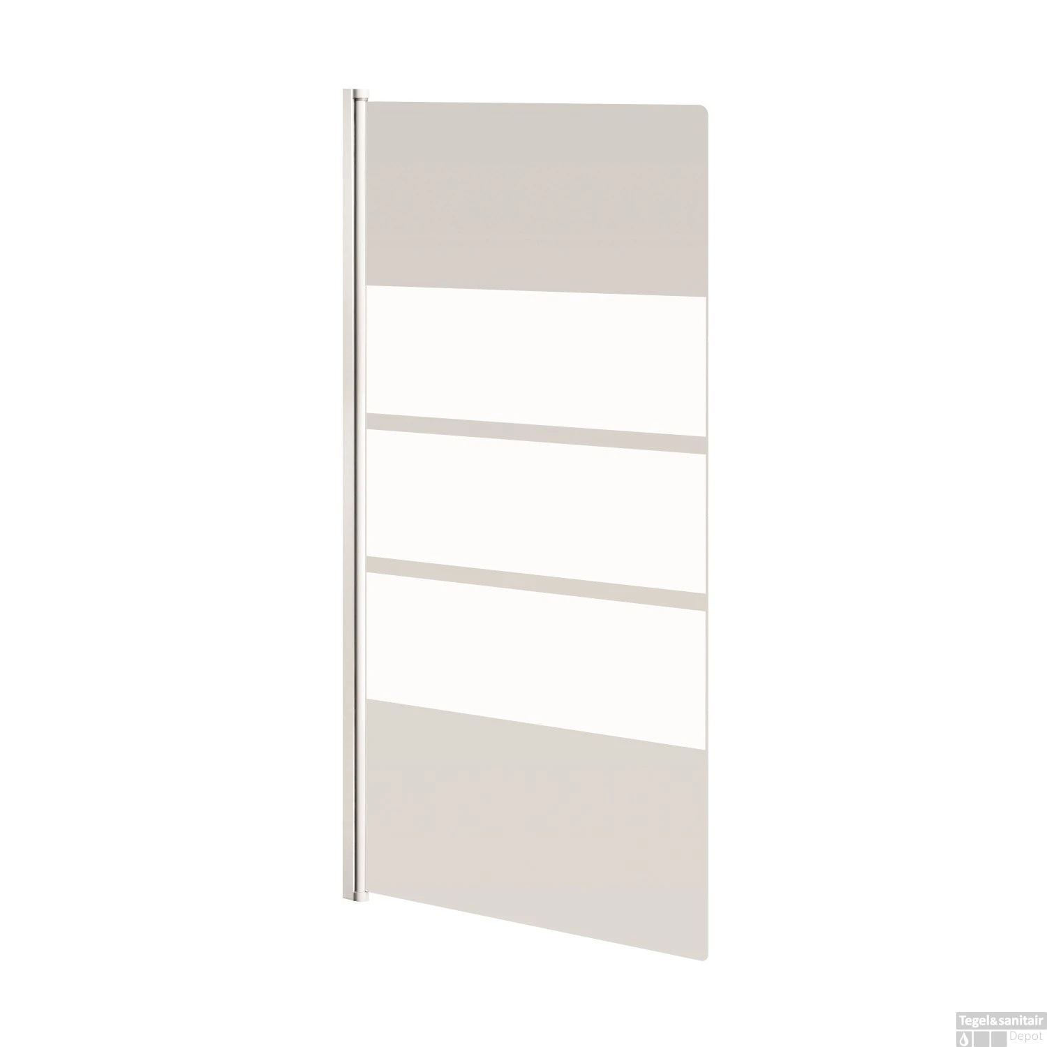 Badwand VM Go Nero Deco 85x145cm Scharnierend Wit Profiel 5mm Veiligheidsglas 1 Badwand VM Go Nero Deco 85x145cm Scharnierend Wit Profiel 5mm Veiligheidsglas