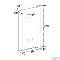 Badwand Wiesbaden Muurprofiel 80x150cm 6mm NANO Coating -Baden Luxe Verkoop badwand wiesbaden muurprofiel 80x150cm 6mm nano coating tech