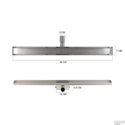 RVS Douchegoot BASIC Met Uitneembaar Sifon 80x7cm 6,7cm Diep STANDAARD ROOSTER 13 RVS Douchegoot BASIC Met Uitneembaar Sifon 80x7cm 6,7cm Diep STANDAARD ROOSTER -Baden Luxe Verkoop basic design rooster 80cm tech