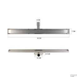 RVS Douchegoot BASIC Met Uitneembaar Sifon 90x7cm 6,7cm Diep STANDAARD ROOSTER 13 RVS Douchegoot BASIC Met Uitneembaar Sifon 90x7cm 6,7cm Diep STANDAARD ROOSTER -Baden Luxe Verkoop basic design rooster 90cm tech