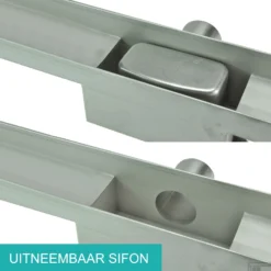 RVS Douchegoot BASIC Met Uitneembaar Sifon 90x7cm 6,7cm Diep TEGEL ROOSTER -Baden Luxe Verkoop basic tegel rooster 90cm 4