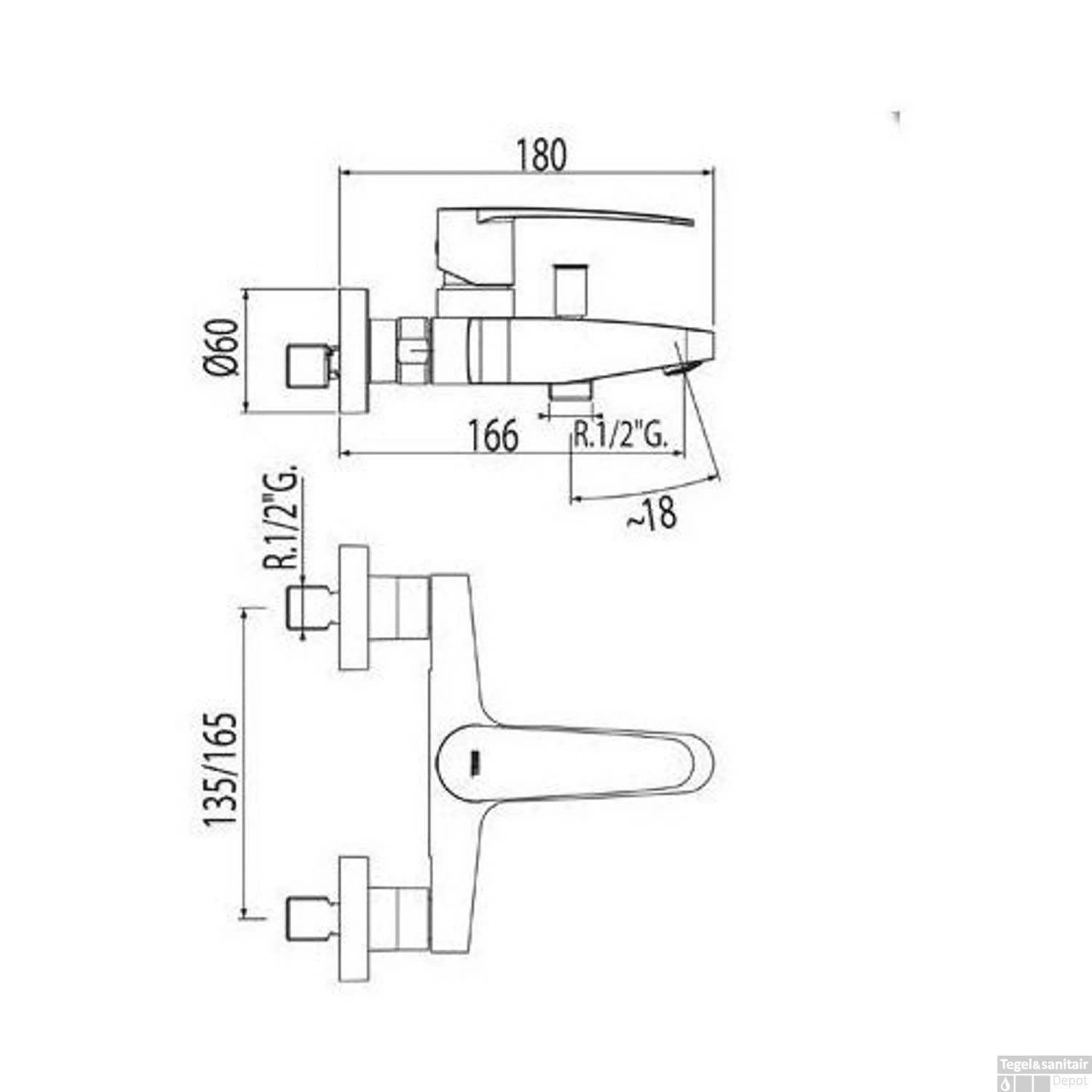 Tres Flat Badmengkraan Chroom 20417001 2 Tres Flat Badmengkraan Chroom 20417001 - Afbeelding 2