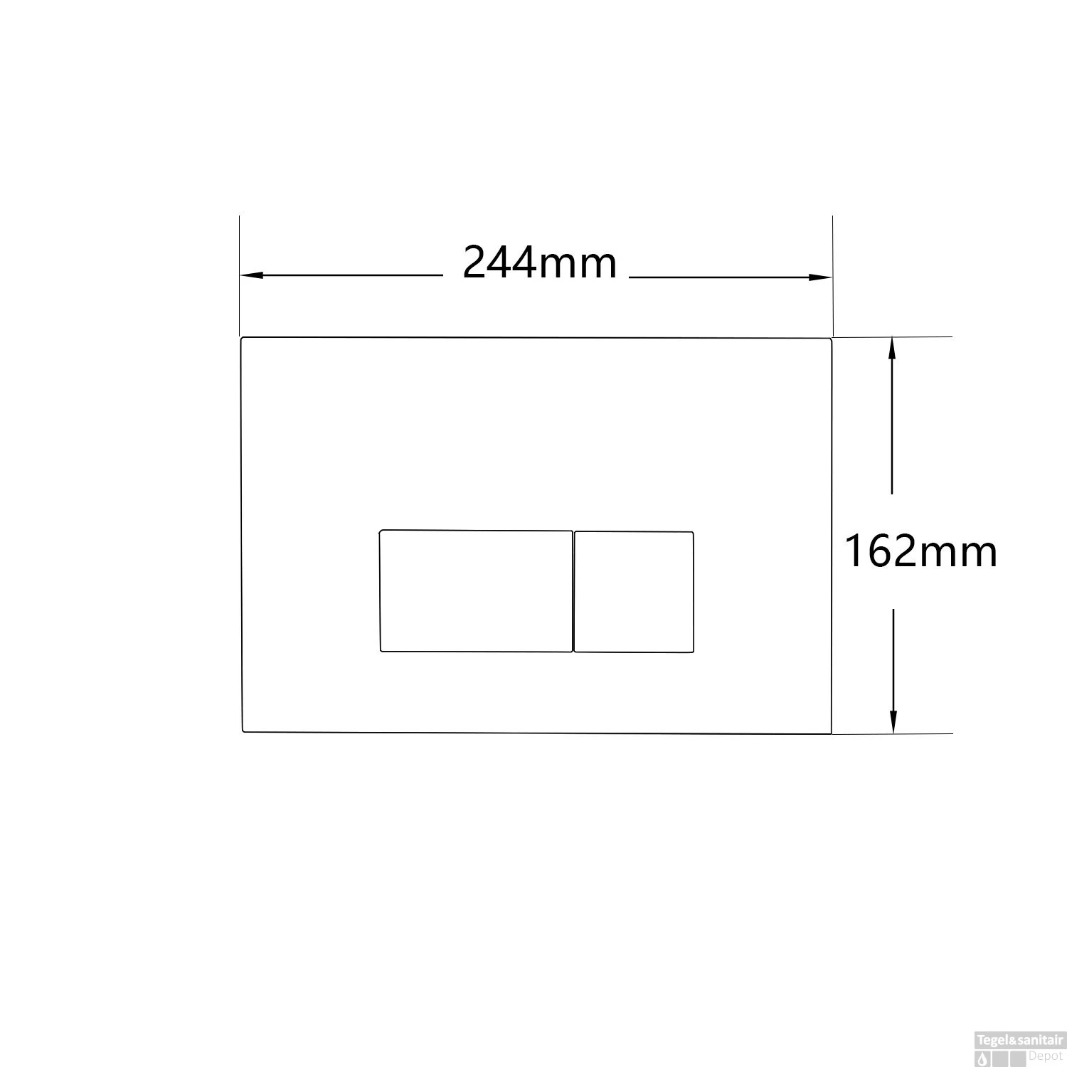 Bedieningsplaat Qeramiq Push Met DualfFush Frontbediening Metaal Rechthoek Mat Zwart - Afbeelding 3