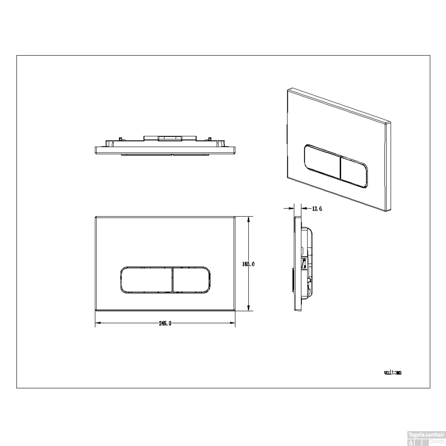 Bedieningsplaat StarBlueDisc Mocha 35 TBV Geberit UP100 UP320 UP300 UP700 UP720 Mat Zwart - Afbeelding 4