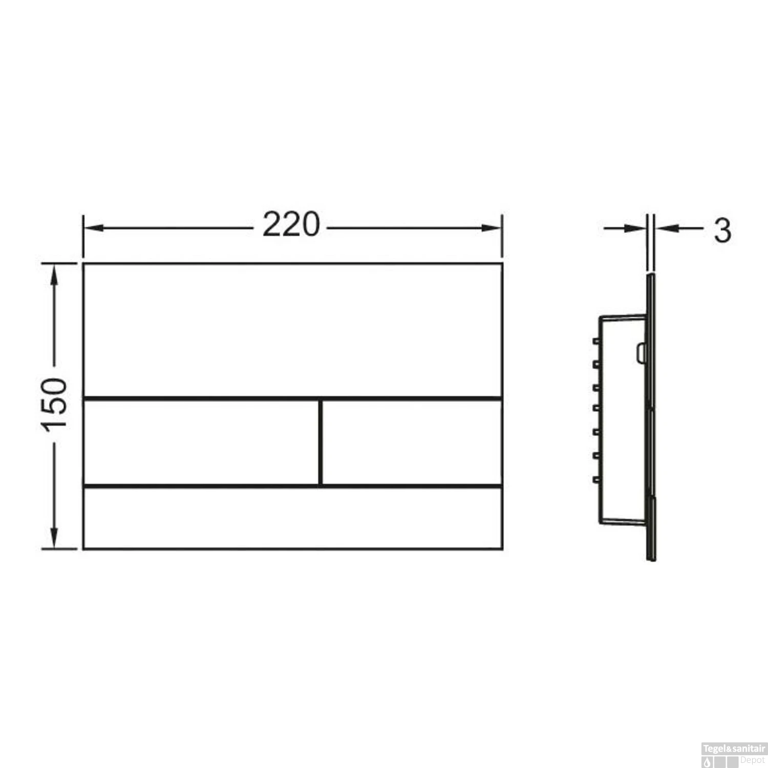 Bedieningsplaat Toilet TECE Square II RVS Mat Zwart 4 Bedieningsplaat Toilet TECE Square II RVS Mat Zwart - Afbeelding 4
