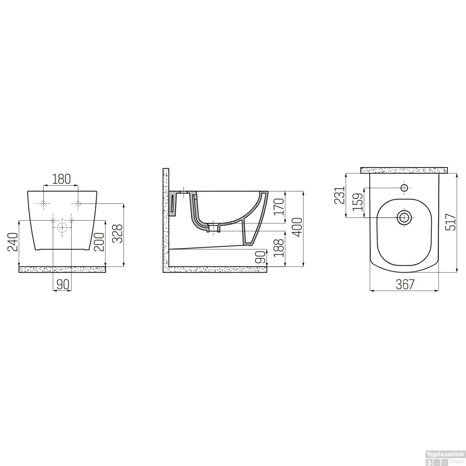 Bidet Boss & Wessing Vidia Keramiek Glanzend Wit (Excl Kraan) 2 Bidet Boss & Wessing Vidia Keramiek Glanzend Wit (Excl Kraan) - Afbeelding 2