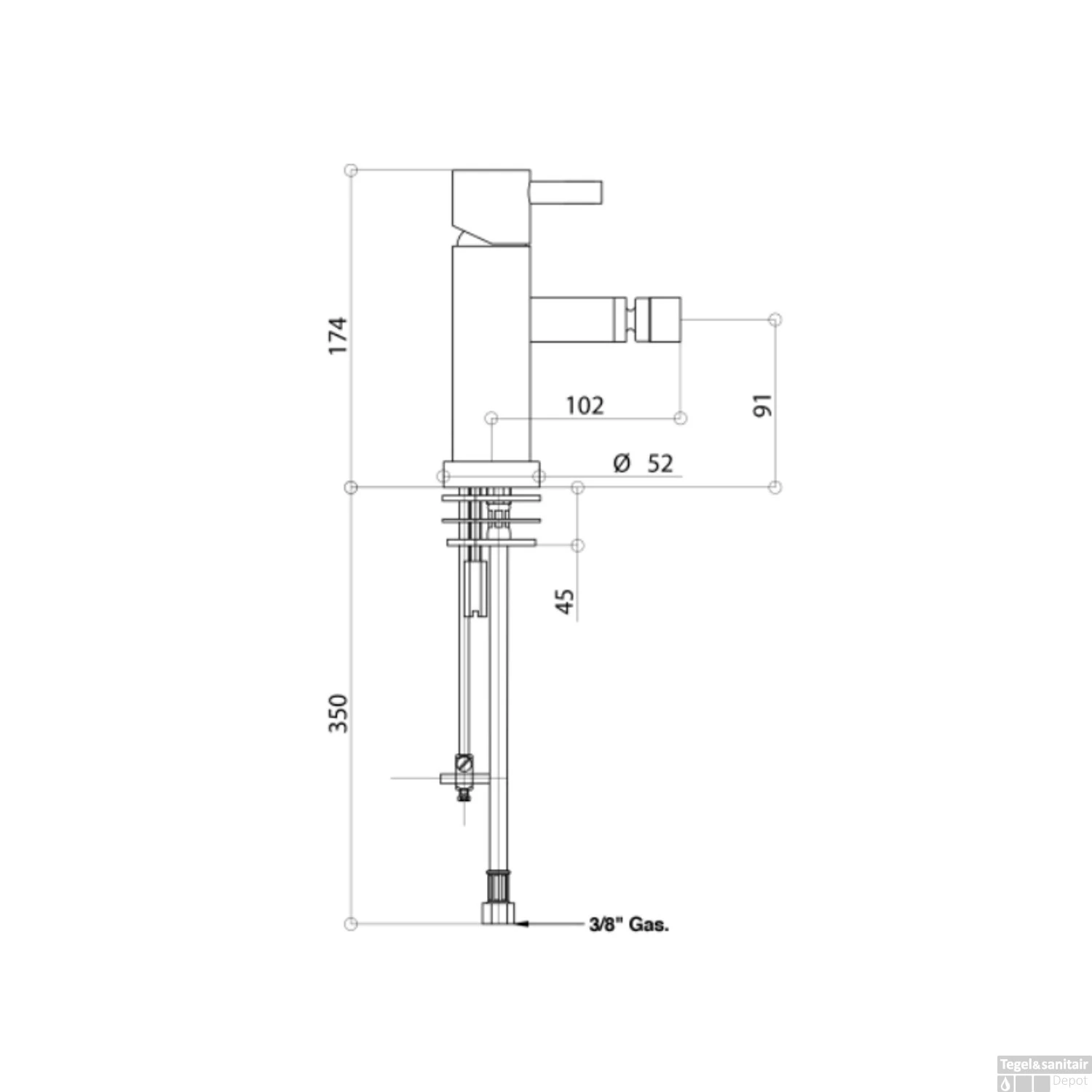 Bidetmengkraan Bongio Squadra Geborsteld Nikkel 2 Bidetmengkraan Bongio Squadra Geborsteld Nikkel - Afbeelding 2