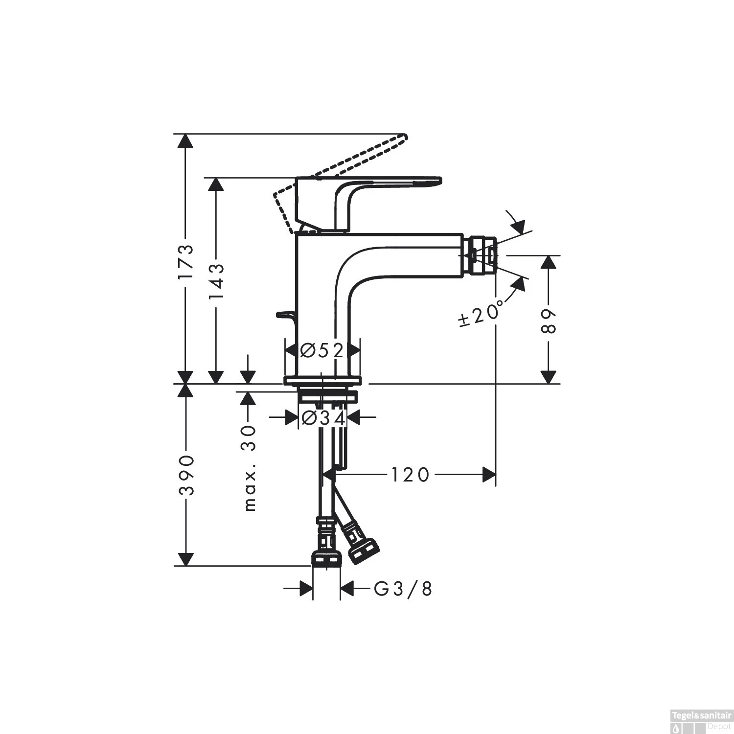 Bidetmengkraan HansGrohe Rebris S Eengreeps Met Safetyfunctie En Trekwaste Chroom 2 Bidetmengkraan HansGrohe Rebris S Eengreeps Met Safetyfunctie En Trekwaste Chroom - Afbeelding 2