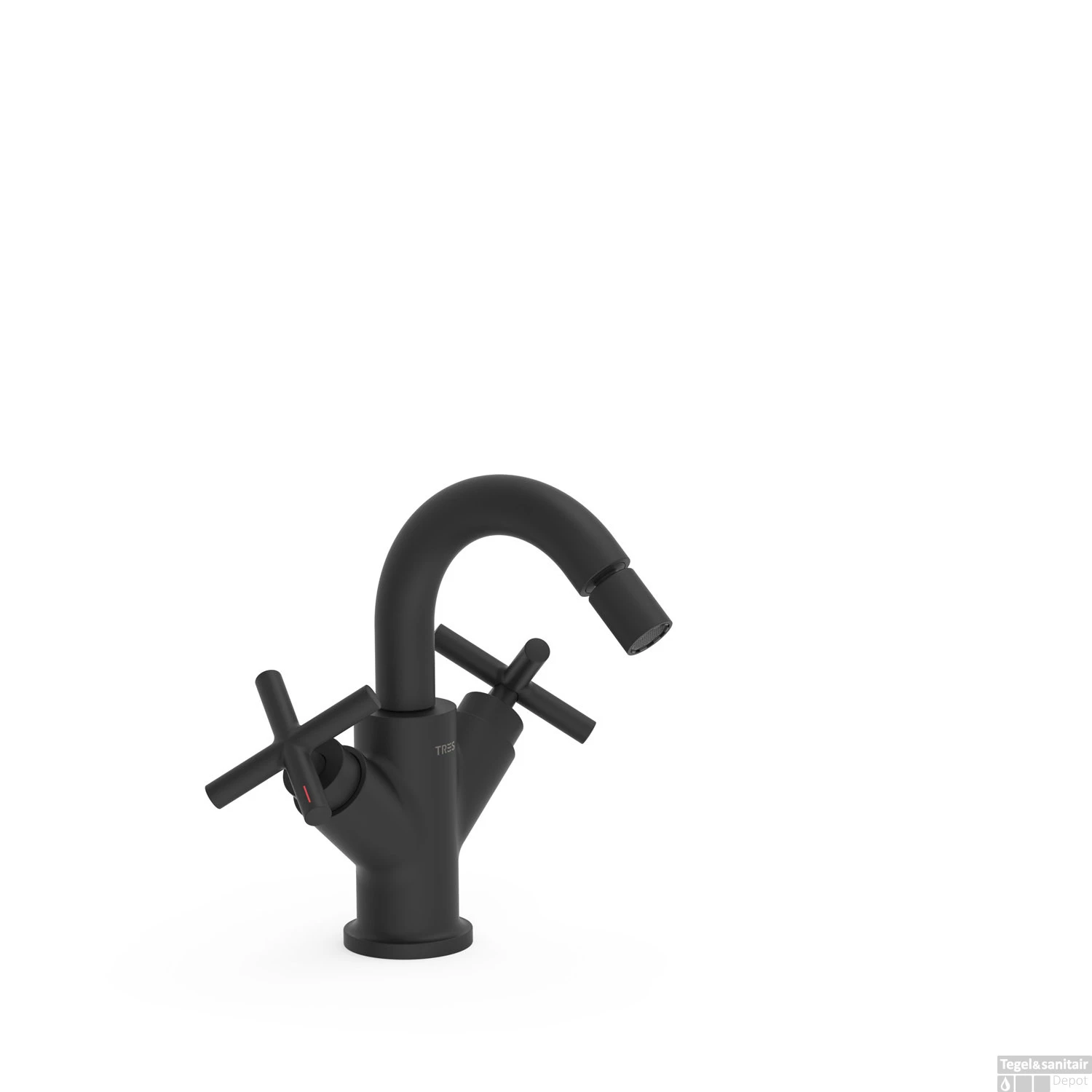 Bidetmengkraan Tres Mont Blanc 2-Kruisgreep Mat Zwart 1 Bidetmengkraan Tres Mont Blanc 2-Kruisgreep Mat Zwart