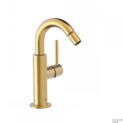 Bidetmengkraan Tres Study Exclusive Hendel Uitloop Gebogen 16,5 Cm Rond Mat Goud