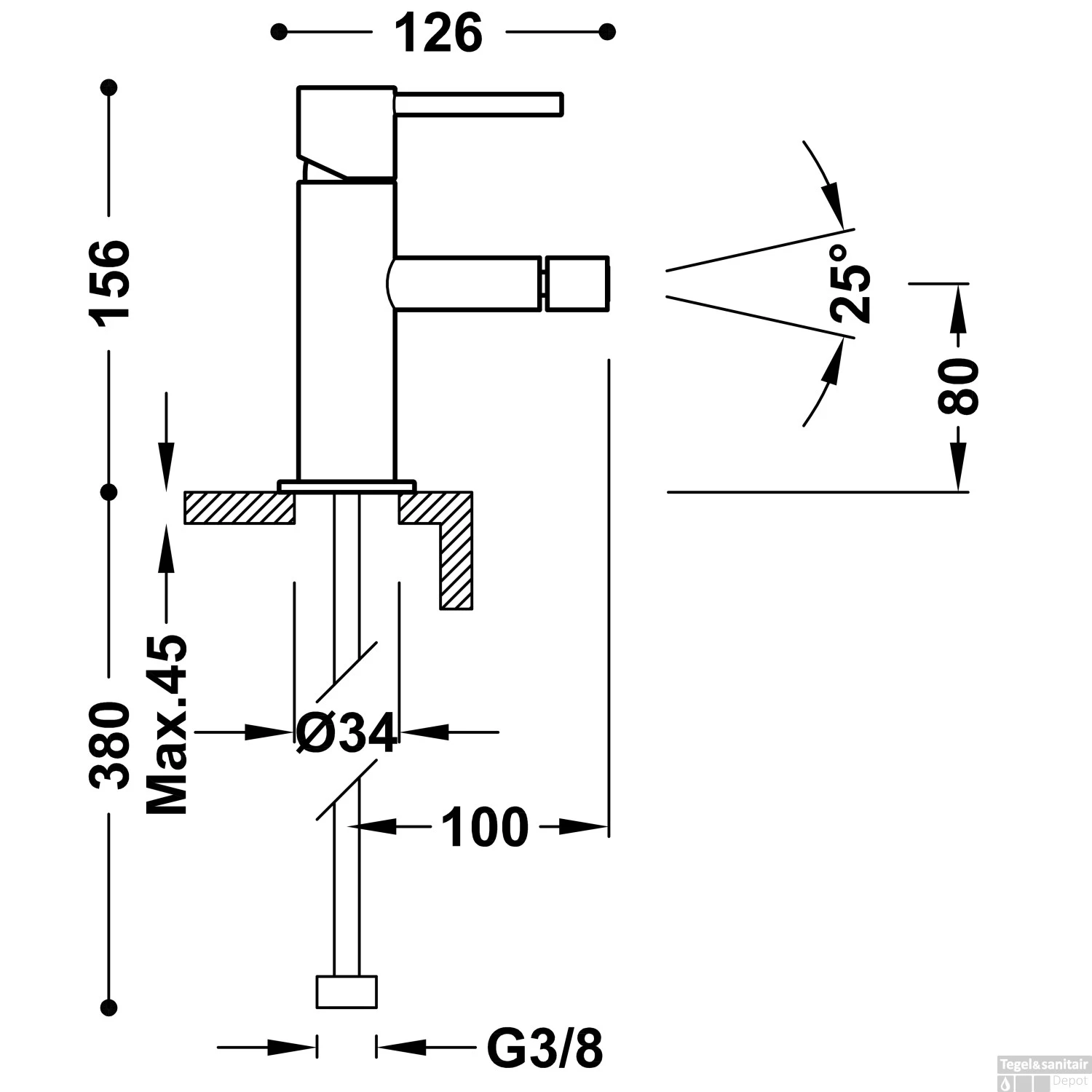 Bidetmengkraan Tres Study Exclusive Hendel Uitloop Recht 8 Cm Rond Zwart Brons - Afbeelding 2