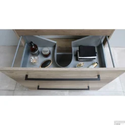Badmeubelset BWS Salt 60x46cm Met Grepen (Kleurkeuze) 2 Lades Met Wastafel Acryl Scotch Oak -Baden Luxe Verkoop binnenlade onderkast scotch oak met greep mat zwart 39