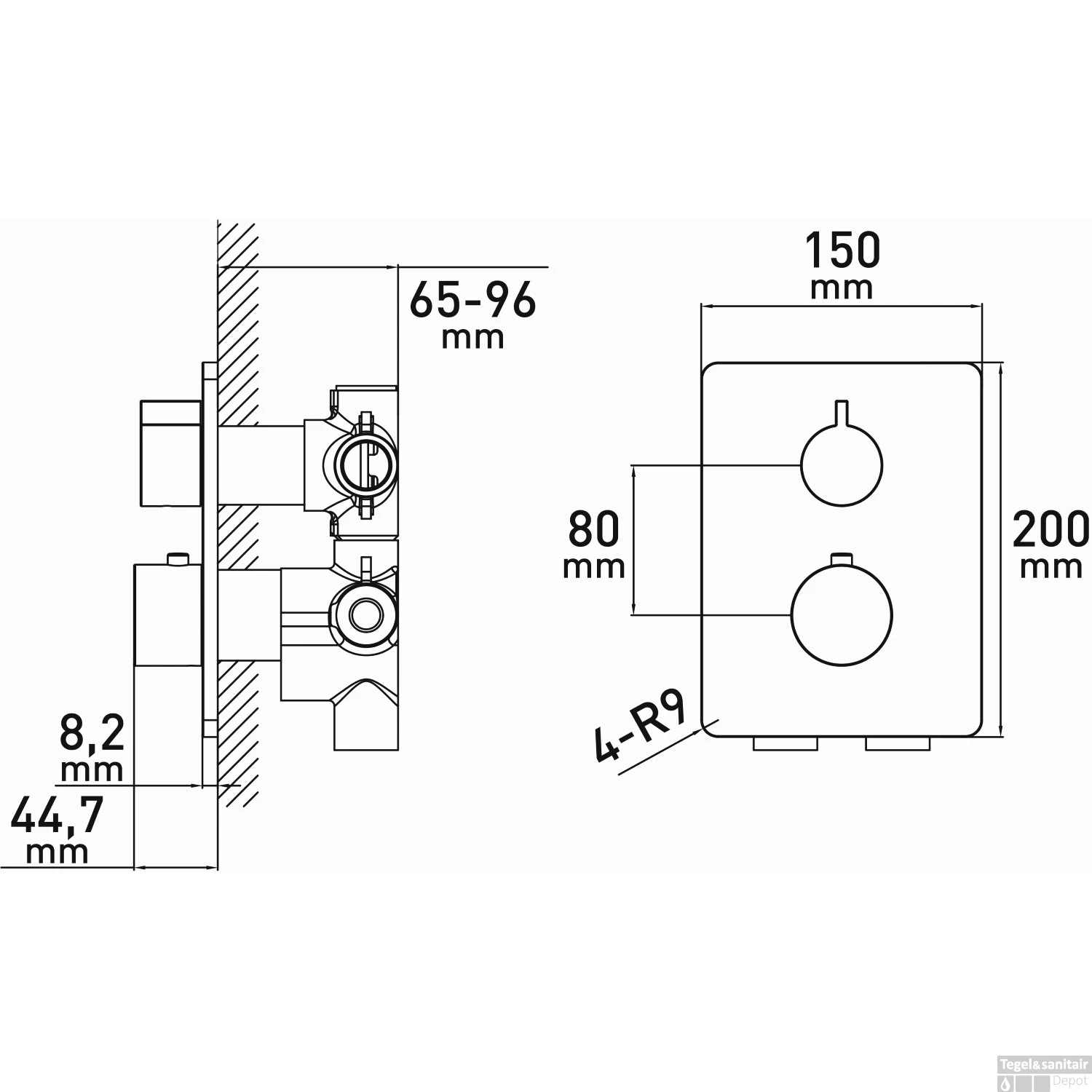 Boss & Wessing Douchekraan Inbouw Bad Douche Met Omsteller En Temperatuurregeling Chroom 2 Boss & Wessing Douchekraan Inbouw Bad Douche Met Omsteller En Temperatuurregeling Chroom - Afbeelding 2