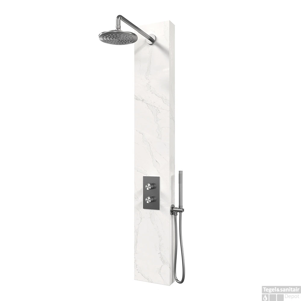 BRAUER Brushed Edition Thermostatisch Douchepaneel 2-weg Calacatta Gold SET 01 1 BRAUER Brushed Edition Thermostatisch Douchepaneel 2-weg Calacatta Gold SET 01