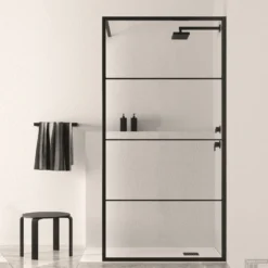 Inloopdouche BWS Black Line 90x200 Cm 8mm NANO Glas Mat Zwart Raster