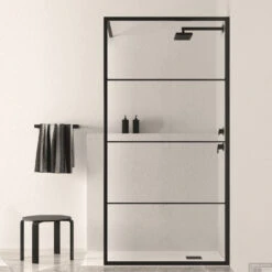 Inloopdouche BWS Black Line 100x200 Cm 8mm NANO Glas Mat Zwart Raster