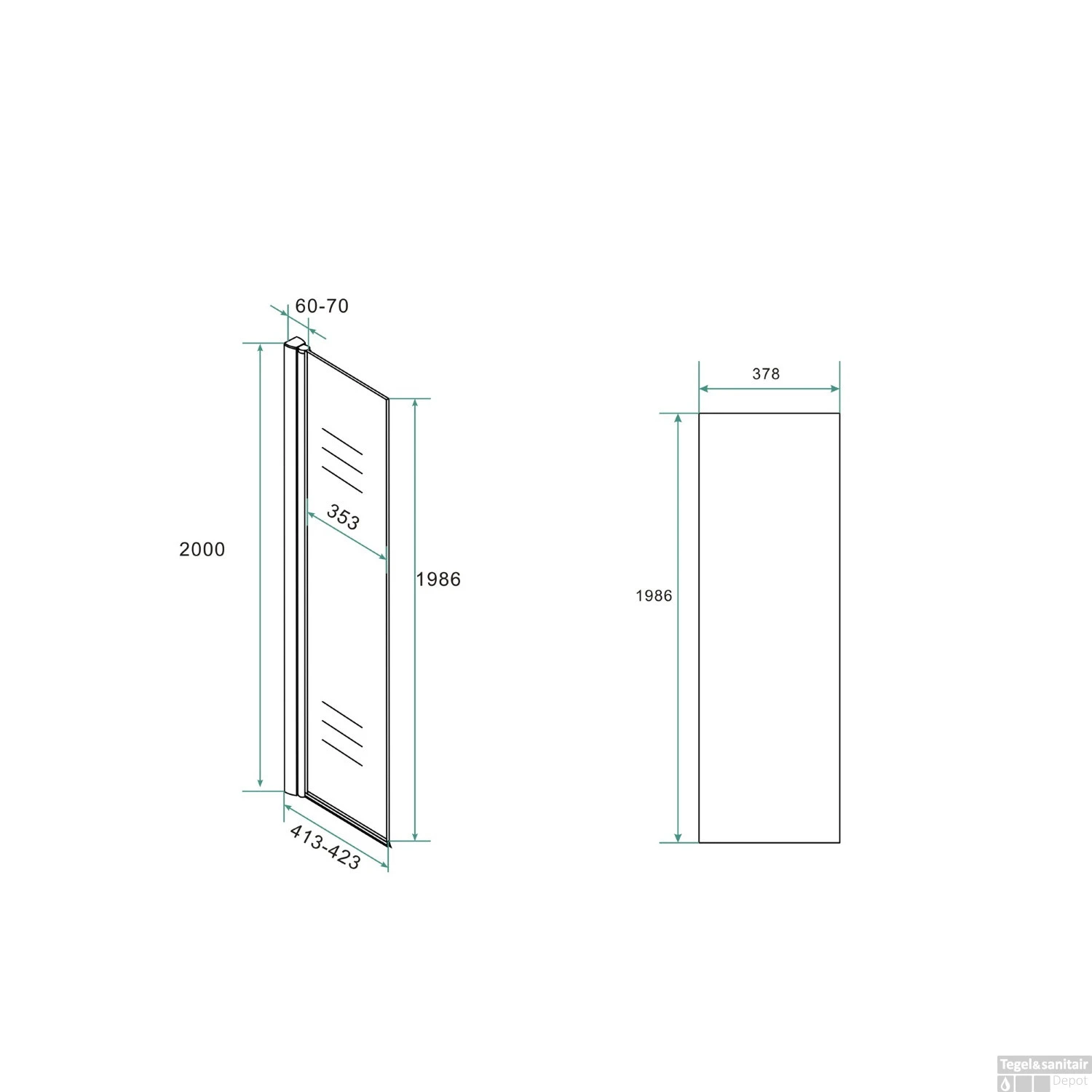 BWS Apollo Zijwand Met Scharnierend Muurprofiel 40x200 Cm 10mm Nano Glas - Afbeelding 3